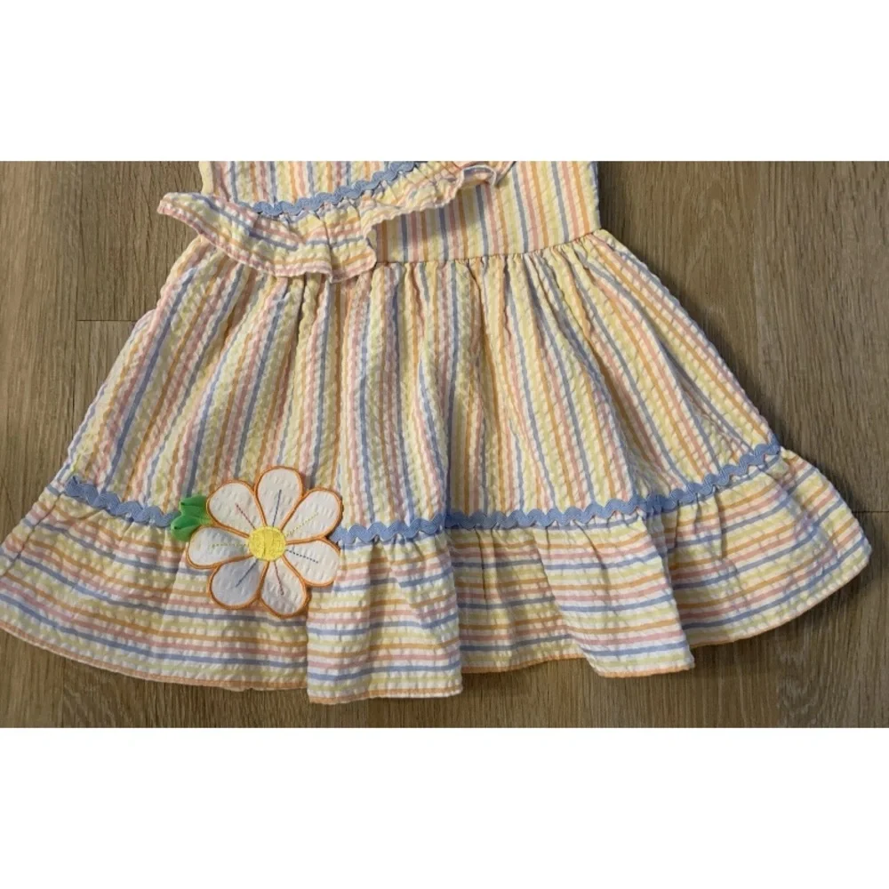 (NWT) Good Lad Girl’s Size 2T Blue & Pink Ruffled Tiered Sundress With Flowers - Picture 4 of 8
